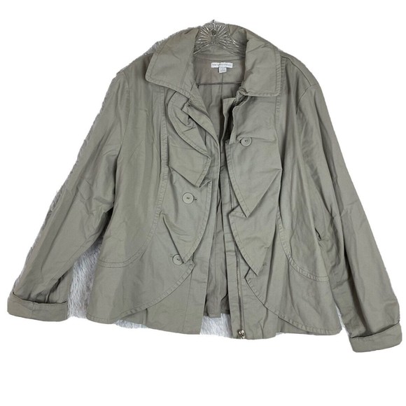 New York & Company Jacket Womens XLarge Cream Jacket Ruffle Front - Picture 1 of 11